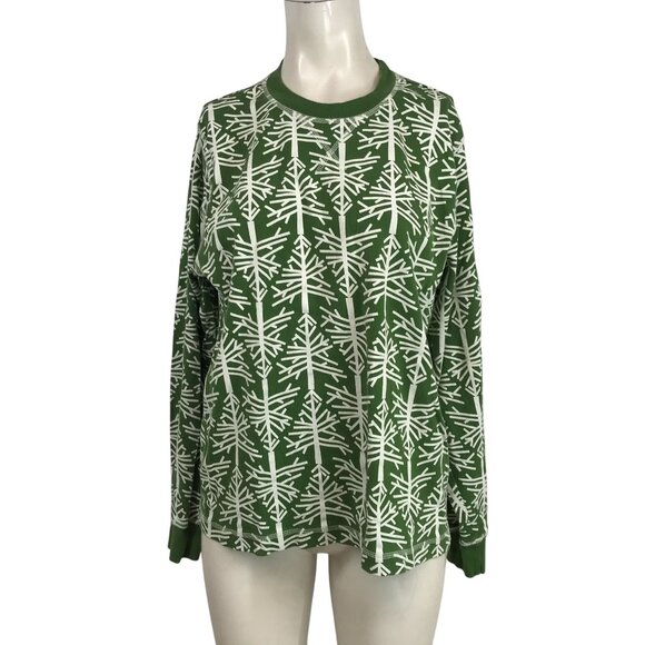 PACT - WOMEN'S LARGE - GREEN & CREAM CHRISTMAS TREES 2 PIECE PAJAMA SET - Picture 1 of 14